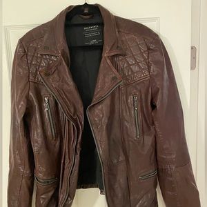 Allsaints oxblood large mens leather jacket